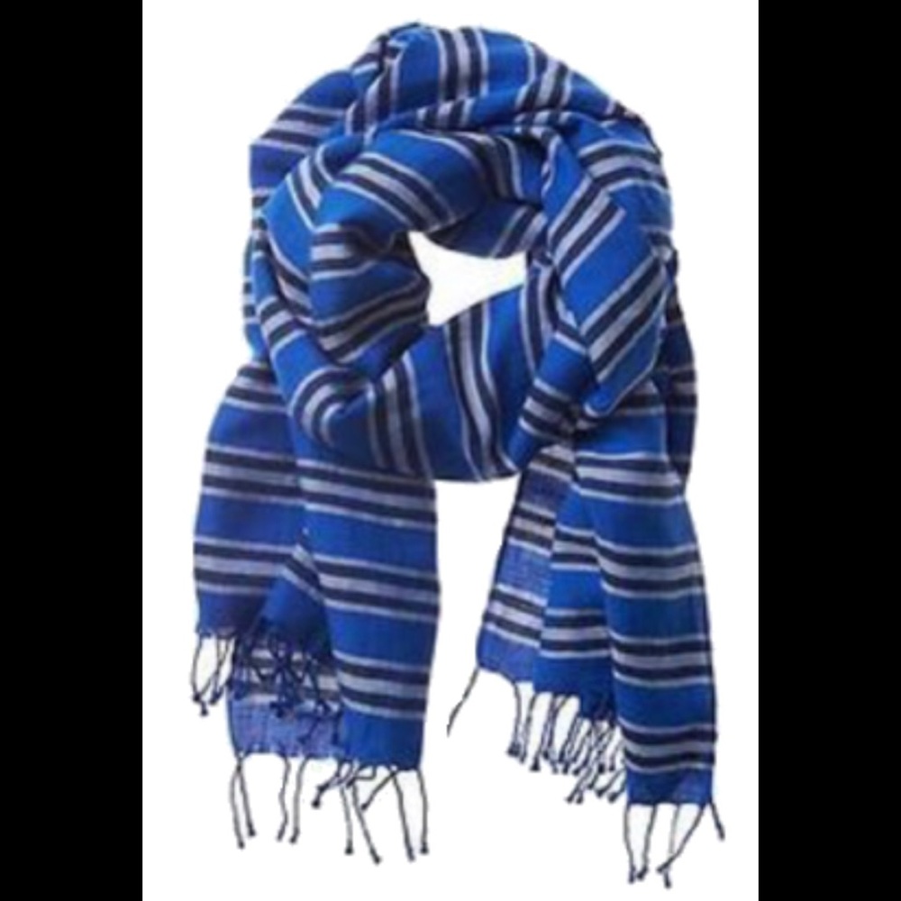 Banana Republic royal blue & navy striped scarf